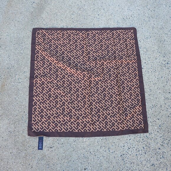 ASOS Geometric Print Square Scarf Bandana Brown Tan Retro - Picture 1 of 10